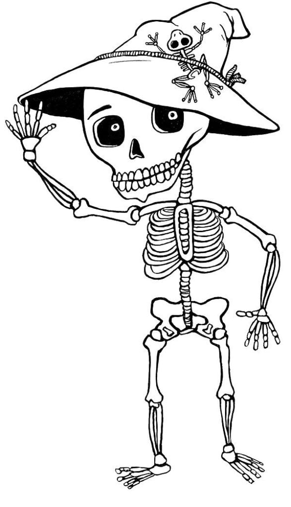 Ett tecknat skelett.